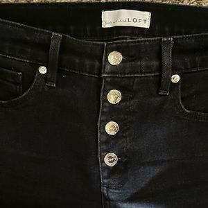 LOFT Wide Leg, High Waisted Button Fly denim